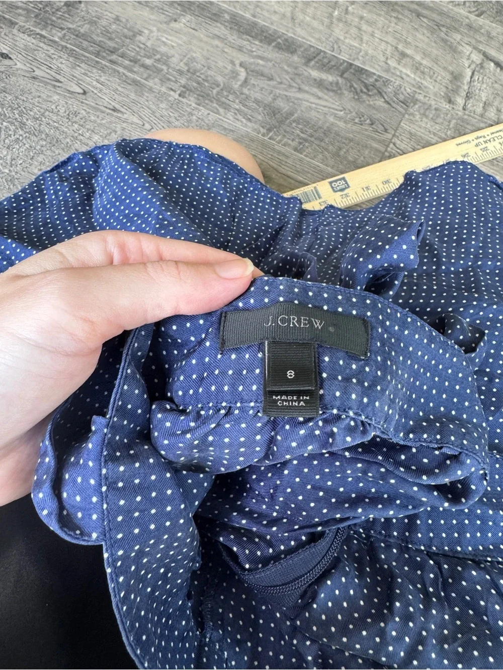 J. Crew Blue Polka Dot Tie-Shoulder Camisole 100% Silk